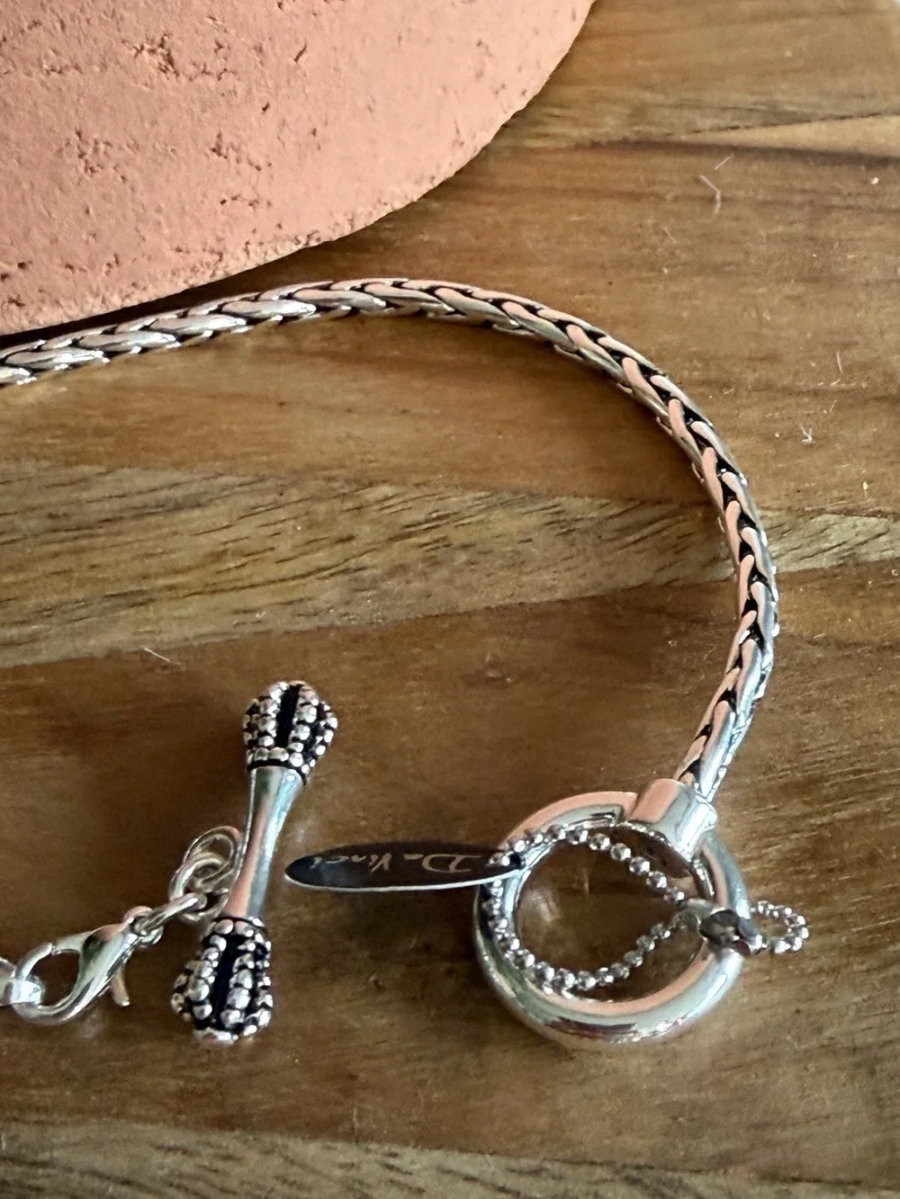 Da Vinci Silver Tone Braided Bracelet for Sliding Charms or Wear Alone Sized